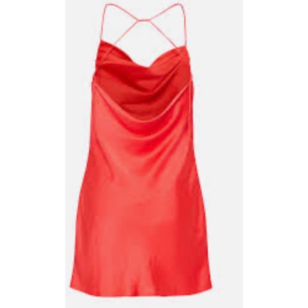 Wilfred Aritzia Harmonist Mini Dress Maraschino Red Satin Cowl Neck XL NEW